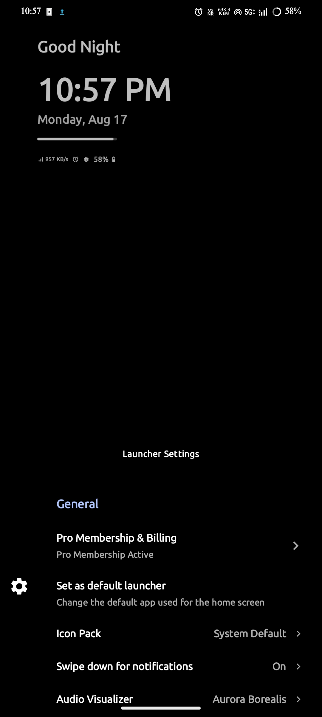 Standard mode — page icon on the left
