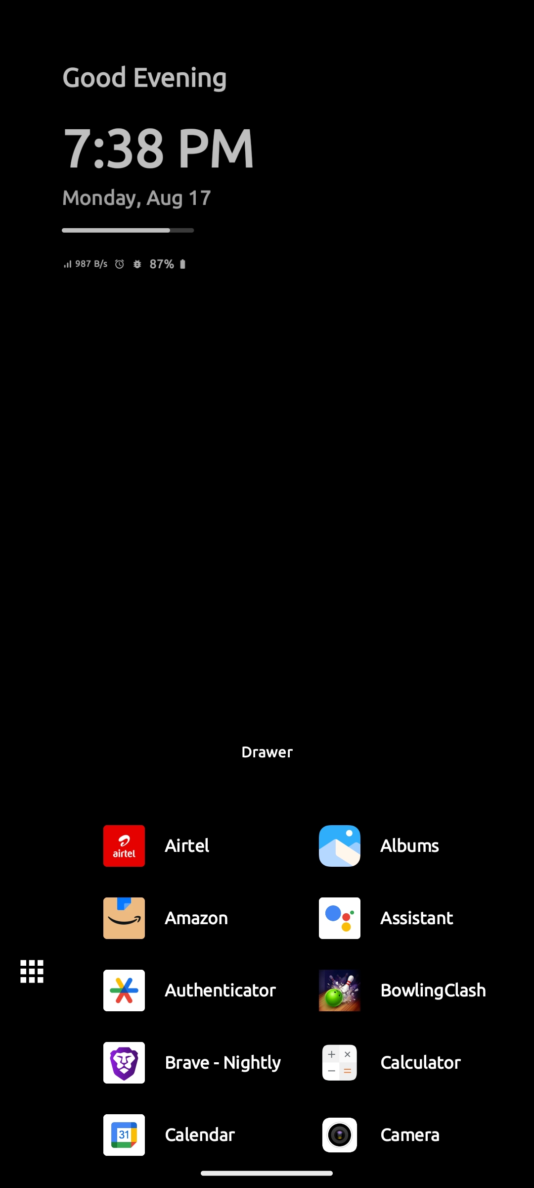 Hidden space revealed after swipe up